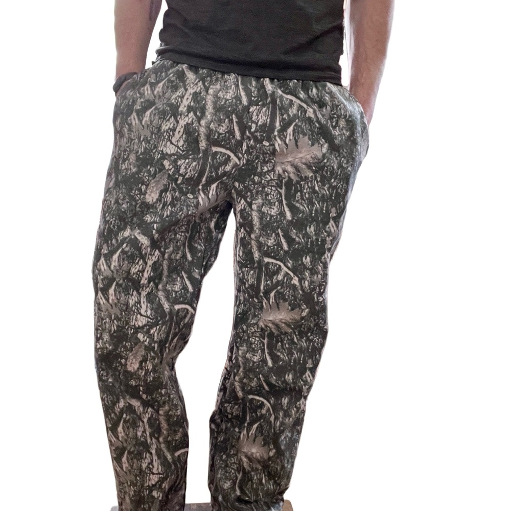 Mens Camouflage Elastic Waist Pockets Wide Leg Casual Pants Size Medium